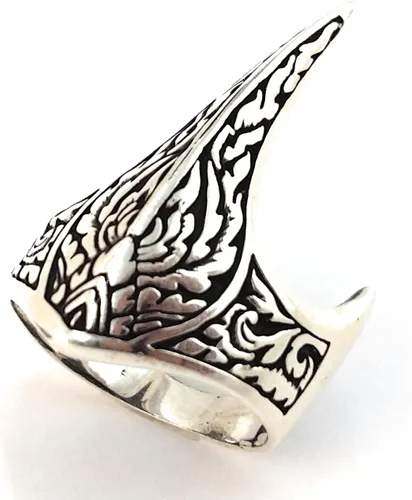 Miniatura 2 de Fang Gothic Biker Retro Genuino Sólido 925 Stelring Plata Turca Hecho a Mano Lujo Anillo Pulgar Hombre