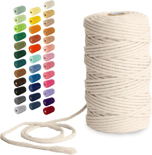 Miniatura 147 de Nook Theory - Cuerda de macramé de 3 mm, 220 yardas de cuerda de algodón, hilo de 4 mm y 5 mm, cuerda para manualidades, perfecta para colgantes