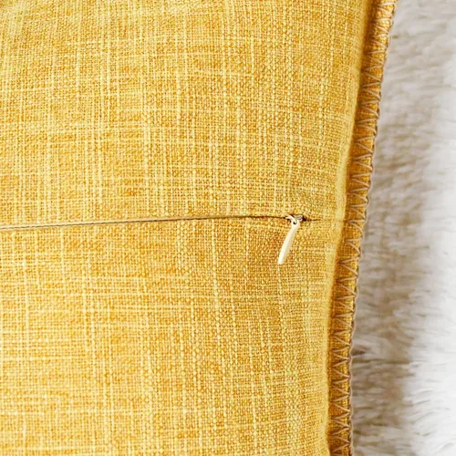 Miniatura 7 de CaliTime Juego de 2 fundas de almohada de algodón con bordes cosidos de hilo de algodón, 2 tonos, de lino rústico, para sofá, decoración del hogar