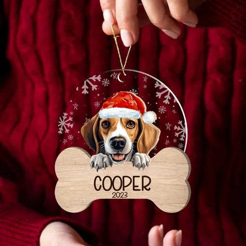 Miniatura 75 de Nazenti American Pit Bull Terrier Adorno de Navidad, adorno de perro fotográfico, adorno de perro personalizado, adornos de fotos de madera