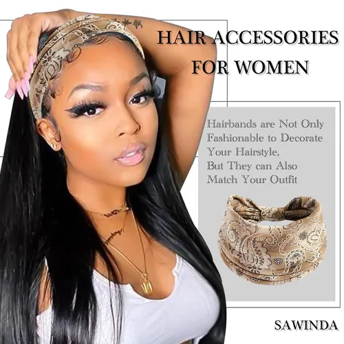 Miniatura 5 de Diademas bohemias para mujer, bandas suaves para el cabello, anudadas, elásticas, antideslizantes, bandeau, bandeau, yoga, correr, entrenamiento
