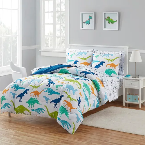 Miniatura 24 de Juego de ropa de cama para niños en una bolsa para niños y niñas, juego de sábanas impresas y edredón, individual, Waterbury Marble Mármol Waterbury