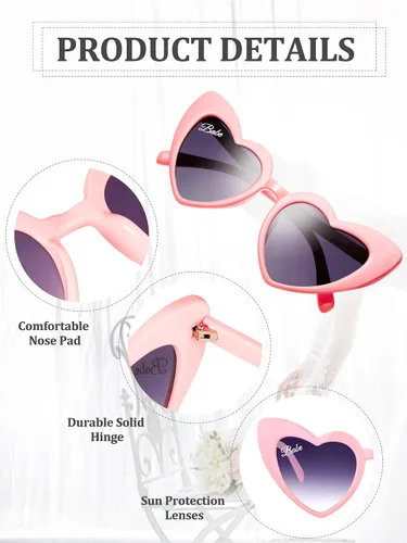 Miniatura 3 de 12 pares de lentes de sol en forma de corazón para despedida de soltera, para dama de honor, decoración de boda, M