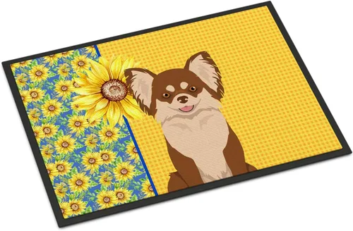 Miniatura 52 de Caroline's Treasures WDK5313MAT Airedale Terrier - Tapete para puerta delantera de 18 x 27 pulgadas, diseño de girasoles de verano, para entrada