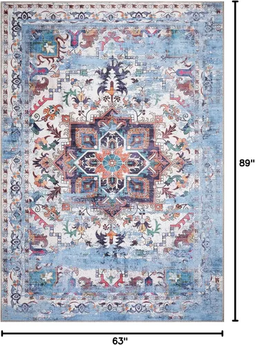 Miniatura 352 de GLN Rugs Traditional Collection - Alfombra de felpilla lavable a máquina, tradicional lavable, antideslizante, alfombra de felpilla de pelo corto