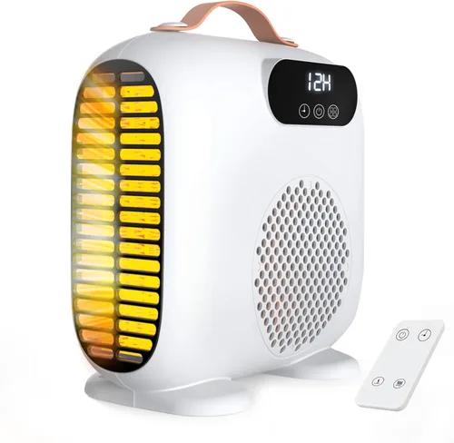Calentador de espacio, calentadores portátiles para uso en interiores con control remoto, pantalla LED, temporizador de 18 horas, 3 modos, uso