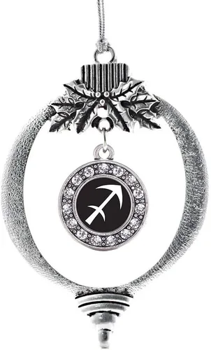 Miniatura 221 de Inspired Silver - Twin One - Adorno festivo de Navidad de plata - Adorno festivo de árbol de Navidad con dije de círculo y circonita cúbica