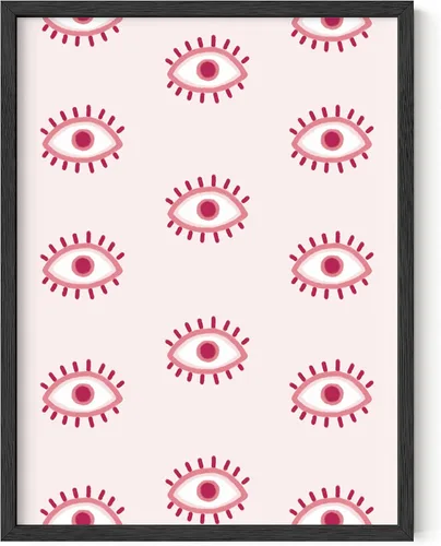 Haus & Hues - Póster artístico de mal de ojo rosa para decoración de pared de habitación, póster estético moderno VSCO para niñas adolescentes Ojos