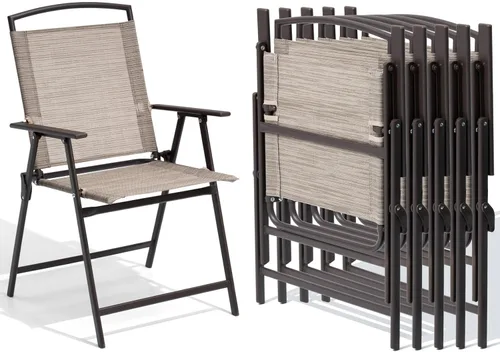 Miniatura 11 de Crestlive Products Juego de 4 sillas plegables para patio, paquete de 4, sillas de comedor al aire libre con reposabrazos para campamento, playa