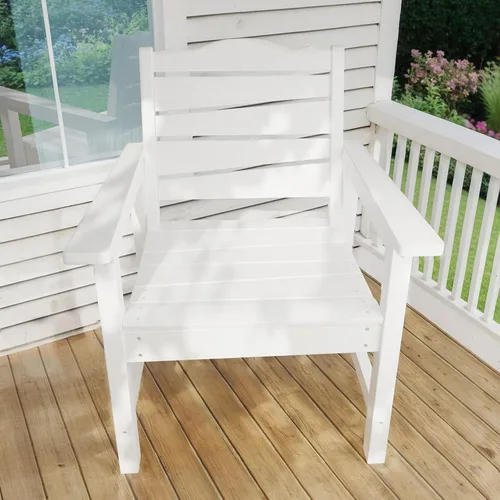 Miniatura 6 de Silla de patio resistente a la intemperie, sillas de patio al aire libre de madera de polietileno con asiento curvado ergonómico, sillas de comedor