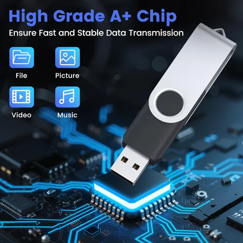 Miniatura 3 de ABLAZE Unidad flash de 128 MB, paquete de 10 unidades de memoria USB 2.0 con cordones, unidades de pulgar giratorias, disco Pendrive U a granel