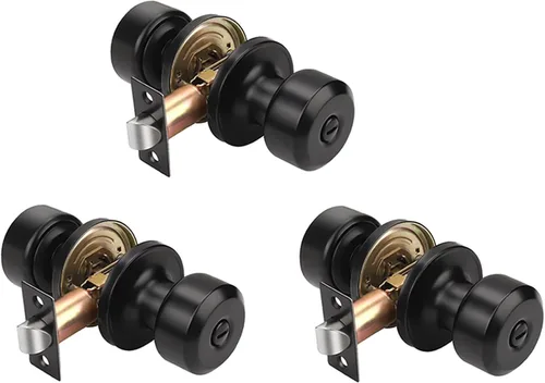 Miniatura 14 de KNOBWELL Paquete de 4 pomos de puerta cuadrados modernos para paso, pomos de puerta interiores, manija de puerta de pasillo y armario, color negro