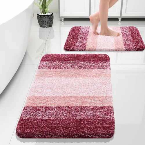 Miniatura 112 de OLANLY Juego de 2 alfombras de baño de microfibra suave y absorbente, antideslizantes, se pueden lavar y secar a máquina, alfombras de baño peludas