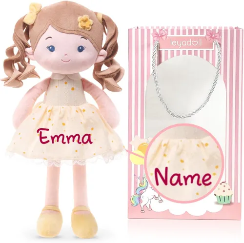 LeyaDoll - Muñeca de bebé suave personalizada de 16 pulgadas, mi primera muñeca de trapo para niña de 1 año, regalo de cumpleaños, regalo de Navidad
