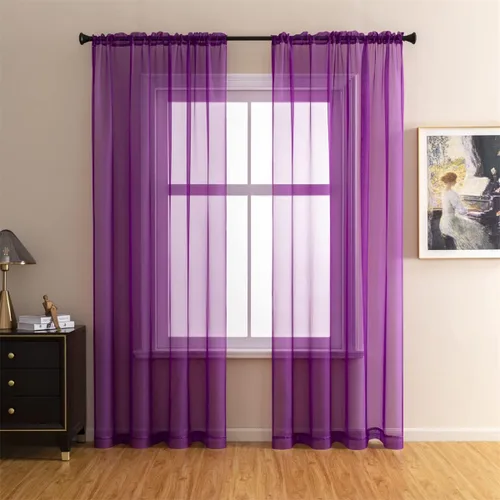 Miniatura 9 de GYROHOME Cortina de gasa transparente con bolsillo para barra, filtro de luz solar, protege la privacidad de poliéster transparente para sala
