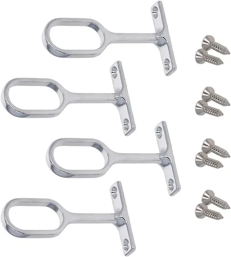 Miniatura 7 de Soporte ovalado de aleación de zinc de 0.63 x 1.18 pulgadas (ancho x largo) sin tornillos para armario, armario, ropa colgante, tono plateado, 2