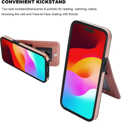 Miniatura 5 de KIHUWEY Compatible con funda tipo cartera con tapa para 15 con soporte para tarjetas de crédito, cierre magnético de cuero premium con función