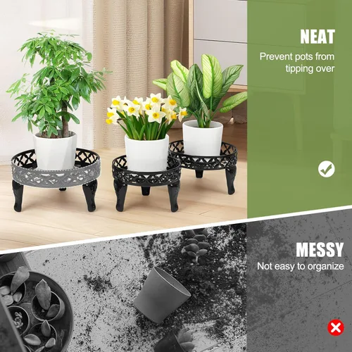 Miniatura 3 de Soporte de metal para plantas para interiores y exteriores, paquete de 2 soportes de hierro resistentes para interiores y exteriores, soporte