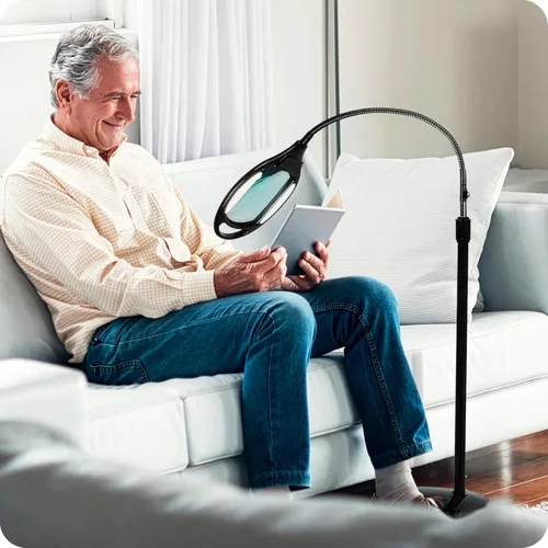 Miniatura 2 de Brightech Lámpara de pie de aumento LightView Pro - Lupa con manos libres con luz LED brillante para la lectura - Luz de trabajo con cuello de cisne