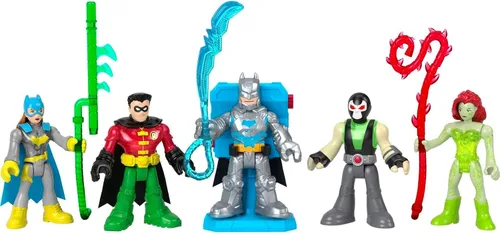 Fisher-Price Imaginext DC Super Friends Juguetes Preescolares Batman Battle Multipack Juego de 9 Figuras con Mochila Iluminada para Niños de 3+ Años