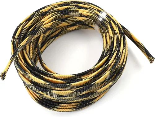 Miniatura 10 de Bettomshin Manga de gestión de cables negra y amarilla, 0.63 pulgadas de ancho, protector de cable PET ignífugo de 16.4 pies (16.4 ft)