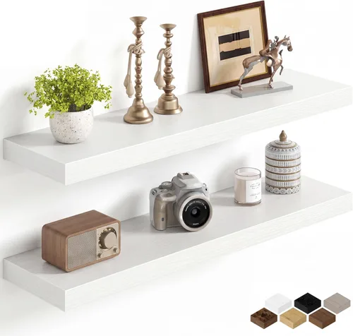 Miniatura 46 de Fun Memories Estantes flotantes de 16 pulgadas para pared, estantes de 8 pulgadas de profundidad para baño, dormitorio, cocina, montaje en pared