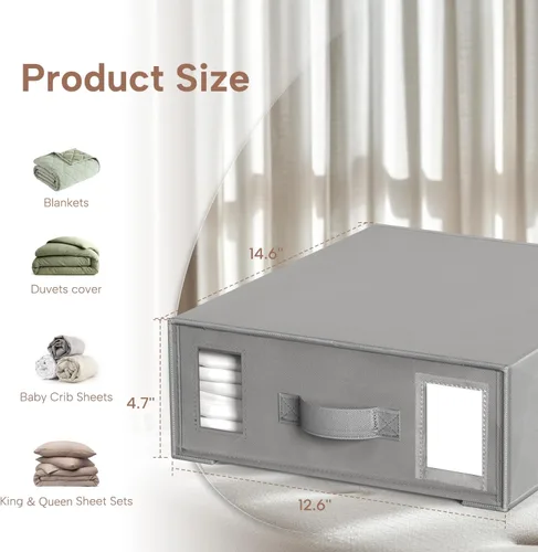 Miniatura 5 de Criusia Organizadores y Almacenamiento de Sábanas de Cama, Paquete de 6 Cajas Organizadoras de Armario de Ropa Blanca Plegables – Soporte de Ropa