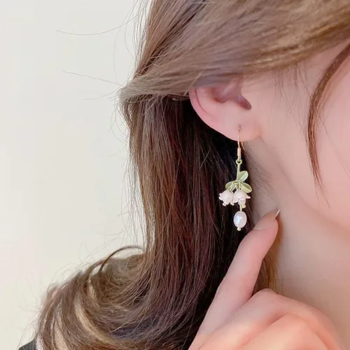 Miniatura 3 de RXTSLOK Lily of the Valley Necklace Flower Jewelry Earrings Bracelet Gift for Women Mom Friends Bride Weding Spring Summer