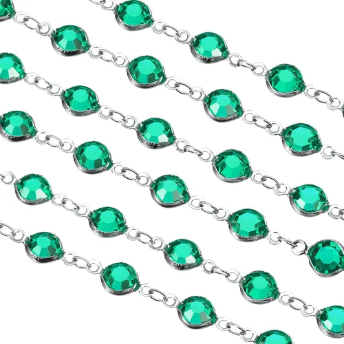Miniatura 17 de uxcell Cadena de diamantes de imitación blancos de 2 yardas a granel con cadena de latón chapada en plata para hacer joyas, manualidades, pulseras