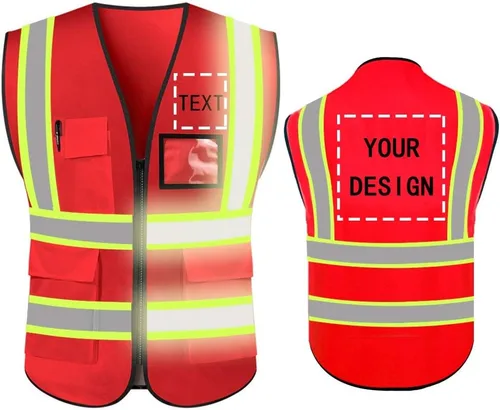 Miniatura 29 de Chaleco de Seguridad de Alta Visibilidad con Alta Reflectividad, Ropa de Trabajo de Seguridad Personalizada con Logotipo, Tiras Reflectantes