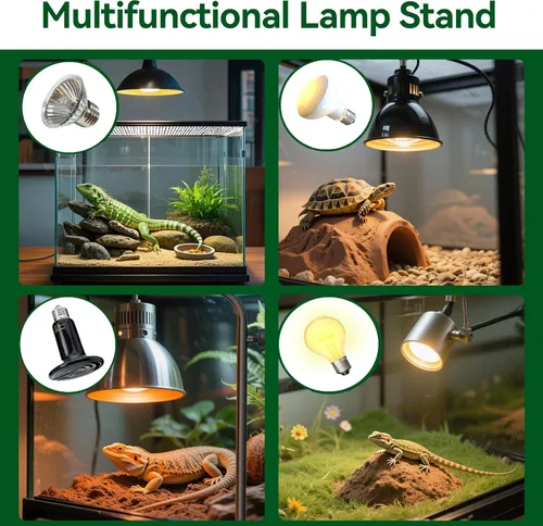 Miniatura 6 de Soporte de lámpara de calor para reptiles ajustable de 18 a 32 pulgadas: Soporte de luz con base pesada para dragón barbudo, tortuga, serpiente