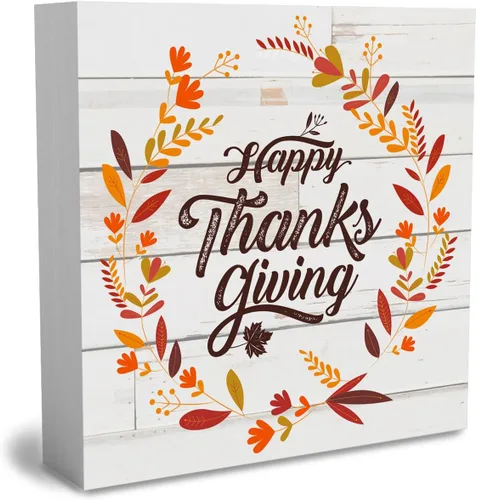 Miniatura 9 de Cartel rústico de madera de Acción de Gracias, caja de madera decorativa de otoño, bonita caja de madera decorativa para pared, escritorio, hogar
