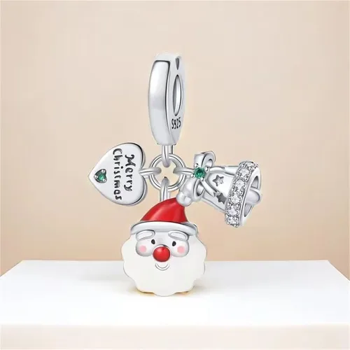 Miniatura 2 de Bell and Santa Claus, elefante, ardilla, estatua de la libertad de Nueva York, dije de plata de ley 925 para mujer, regalo para pulsera y collar