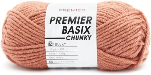 Miniatura 23 de Premier Yarns Basix Hilo Chunky Grueso, Perfecto para Elaborar Proyectos Rápidos, Peso Voluminoso, Hilo Acrílico, Acero, 3.5 onzas, 117 yardas