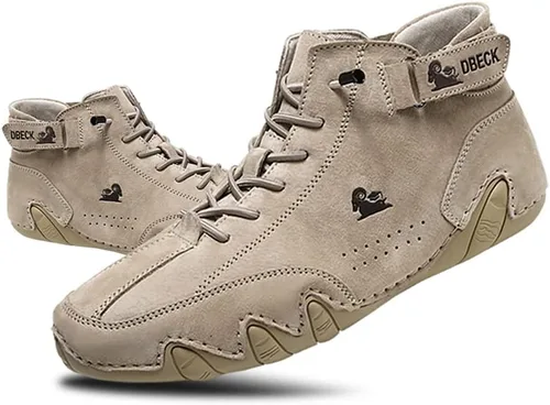 JishinGal Botas Chukka de ante para hombre, ligeras, descalzas, para caminar, al aire libre, informales, italianas, hechas a mano, de caña alta, sin