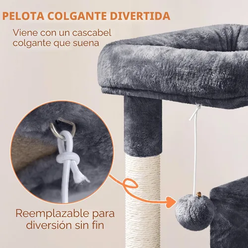 Miniatura 9 de Yaheetech Árbol para gatos para mascotas de interior, torre de 36 pulgadas con plataforma extra grande, postes rascadores, tablero, pelota colgante