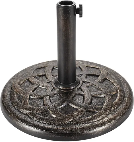 FLAME&SHADE Base redonda de 20 libras para sombrilla de mesa de mercado de patio, para exteriores, bronce