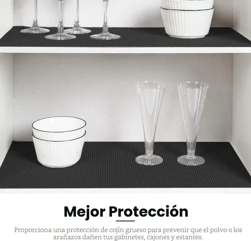 Miniatura 5 de BAGAIL Forro para Cajones y Estantes, 12 pulgadas X 10 pies Forros de Estantes No Adhesivos para Gabinetes de Cocina, Forros Gruesos de Agarre Negro