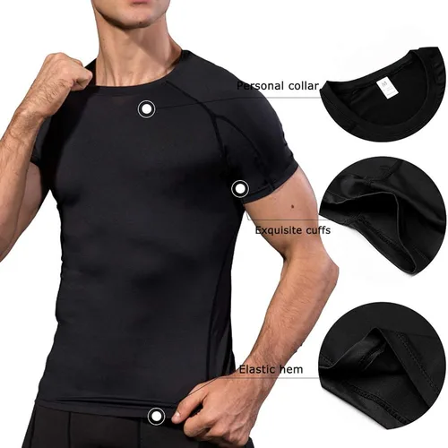 Miniatura 6 de Paquete de 3 camisetas de compresión para hombre, camisetas de entrenamiento de manga corta, camisetas de secado fresco, camiseta deportiva