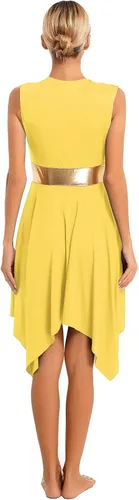 Miniatura 132 de easyforever Vestido de baile sin mangas con bloques de color para mujer, alabanza litúrgica, ropa de baile lírico, vestido de bata de adoración