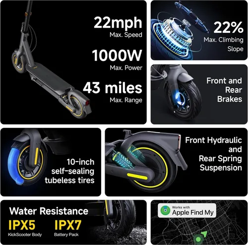 Miniatura 2 de Scooter eléctrico Segway Ninebot Serie MAX para adultos, 22-28 MPH, hasta 50 millas de alcance, suspensión doble, certificado UL-2272 2271 (G2/G3)