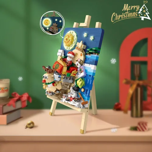 Miniatura 3 de Mini juego de bloques de pintura 3D de trineo de construcción, 646 piezas, kit de modelo de construcción de estereógrafo creativo, juguete