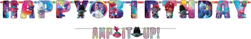 Trolls World Tour "Happy Birthday" Kit de pancartas multicolor jumbo - Juego de 2 piezas (10.5 pies grande y 6 pies pequeño) - Perfecto para