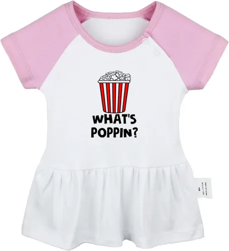 Whats Poppin Funny Slogan Dresses Infant Baby Girls Princess Dress Toddler 0-24 Months Kids Babies Cute Ruffles Skirts