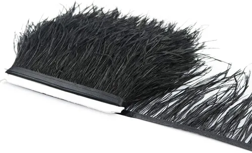 Miniatura 2 de 2 yardas de 3.9-5.9 in de pluma de avestruz para manualidades, ropa, accesorios de costura, vestido de novia decorativo, cinta de plumas, boa (negro)