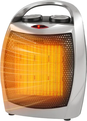 Takywep Calentador de espacio pequeño, calentador eléctrico portátil de 1500 W/750 W, calentador de cerámica de calentamiento rápido PTC con