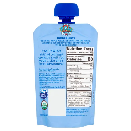 Miniatura 2 de Paw Patrol Bold Blueberry Organic Mixed Fruit Squeeze Pouch 3.5 oz (paquete de 10)