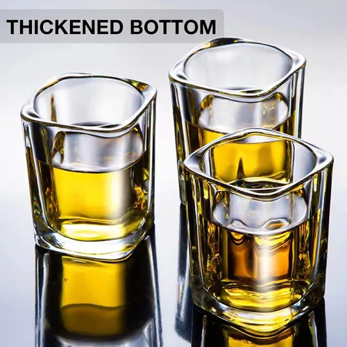 Miniatura 5 de Hlukana Juego de 6 Vasos de Chupito de Base Pesada, 60 ml Vasos de Chupito Cuadrados de Tequila Transparente a Granel, Vaso de Chupito de Espresso