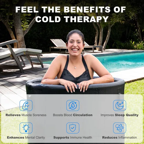 Miniatura 7 de Bañera fría para baño de hielo e inmersión de cuerpo completo, bañera portátil de terapia de agua fría con cubierta y bolsa de transporte