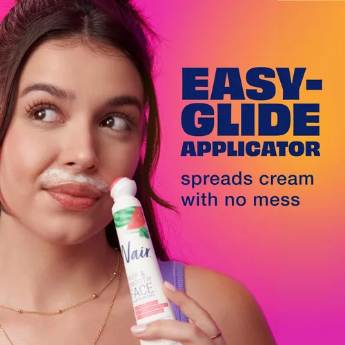 Miniatura 9 de NAIR Prep & Smooth Crema depilatoria exfoliante facial para mujeres, eliminación eficaz del vello para piel suave con ácido hialurónico, 1.76 onzas
